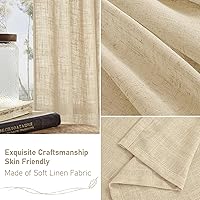 Vista 6 de LAMIT Natural Linen Curtains 95 Inch for Living Room, Back Tab and Rod Pocket Linen Textured Semi Sheer Curtains Light Filtering Drapes for