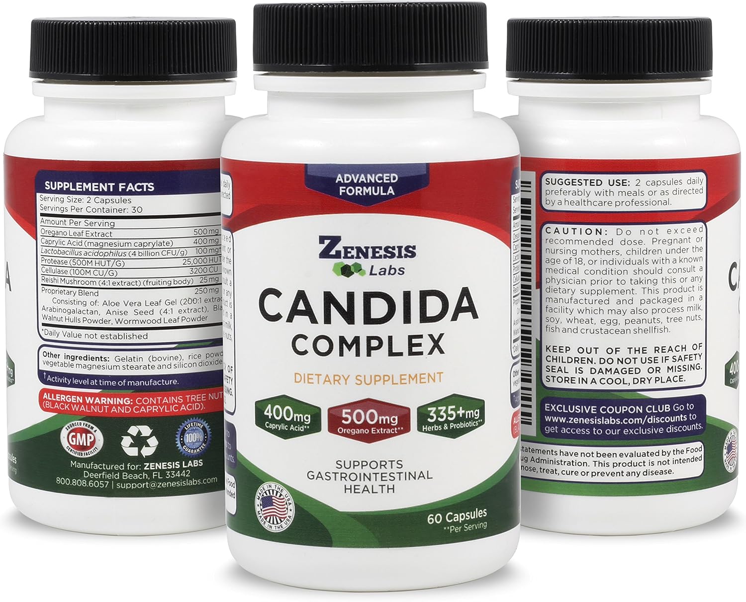 Zenesis Labs Candida Complex Cleanse Detox Caprylic Acid Supplement, Oregano Extract, Probiotics, Enzymes (60 Capsules, 30 Day Supply) - Image 5