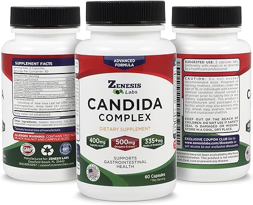 Miniatura 5 de Zenesis Labs Candida Complex Cleanse Detox Suplemento de ácido caprílico, extracto de orégano, probióticos, enzimas