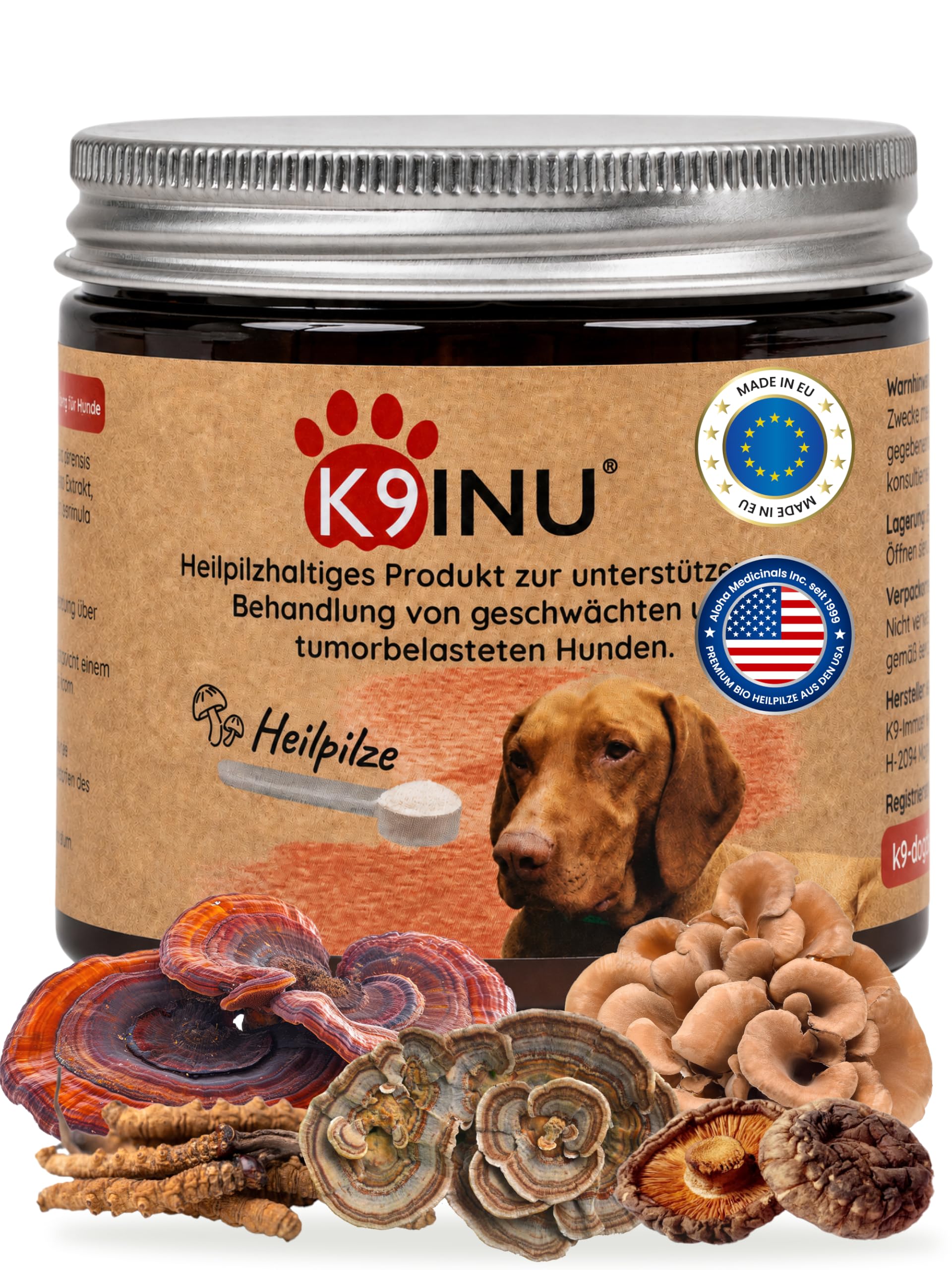 Immunsystem stärken für Hunde [Vitalpilze Komplex Konzentrat aus 6 Heilpilze] mit Cordyceps, Reishi, Shiitake Pilze | Beta Glucan reich | Hunde Vitamine | Bio, Natürlich & Hochwirksam - 54g