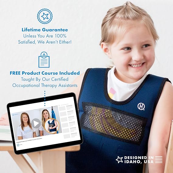 Weighted Vest for Kids - Neoprene Compression Vest - Ages 5 to 9 - Adjustable Kids Weighted Vest with 2lb Weight - Breathable and Washable Compression Vest - Medium | Adjustable Kids Weighted Vest with 2lb Weight - Breathable and Washable Compression Vest for Kids with Front and Back Mesh