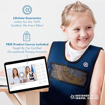 Weighted Vest for Kids - Neoprene Compression Vest - Ages 5 to 9 - Adjustable Kids Weighted Vest with 2lb Weight - Breathable and Washable Compression Vest - Medium | Adjustable Kids Weighted Vest with 2lb Weight - Breathable and Washable Compression Vest for Kids with Front and Back Mesh