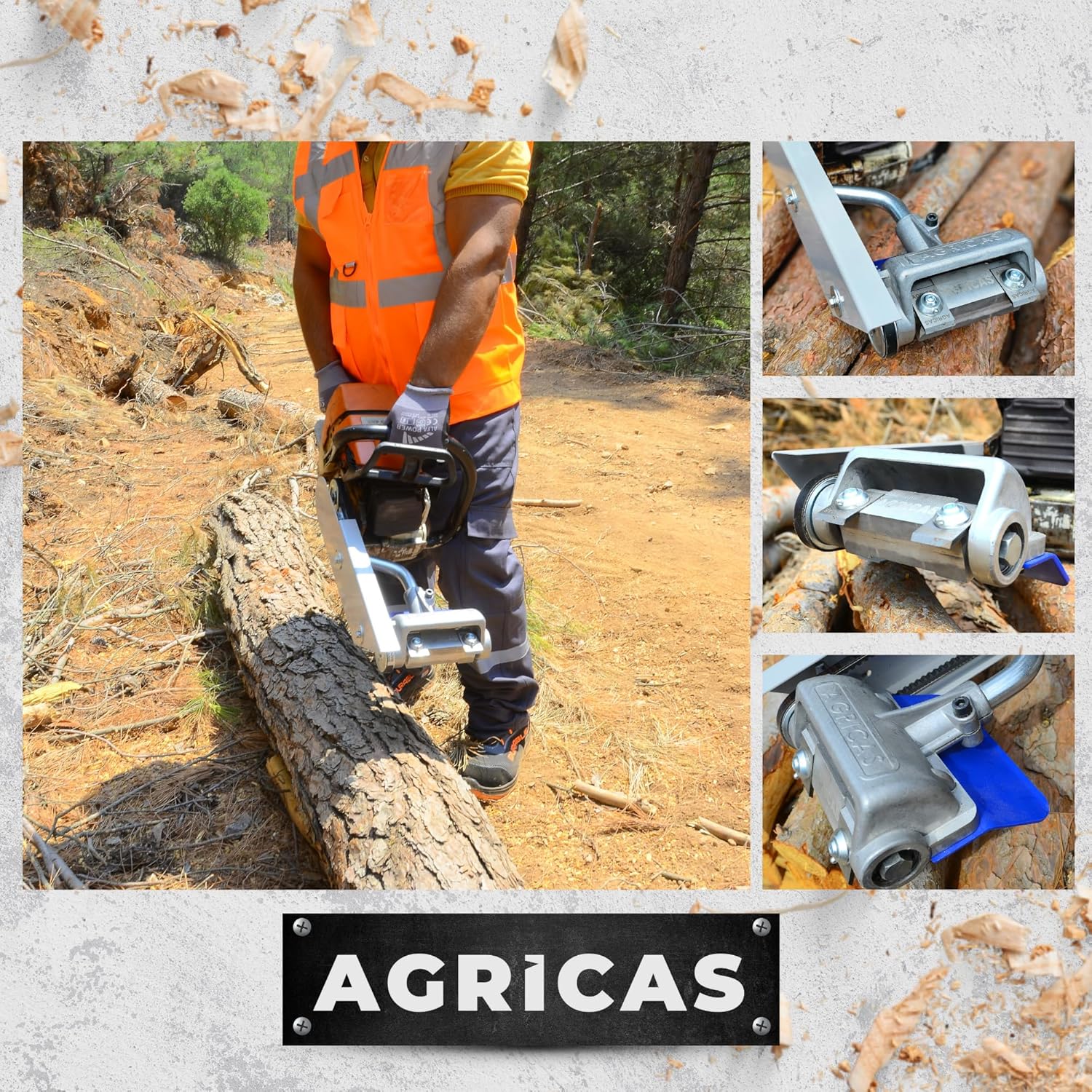 AGT016 Chainsaw Debarker, Log Wizard Debarking Tool for Timber Processing, Log Peeler and Tree Debarker, Compatible with HUSQVARNA 340,345,350,445,450, JONSERED 2145,2147,2150,2152,2245,2250