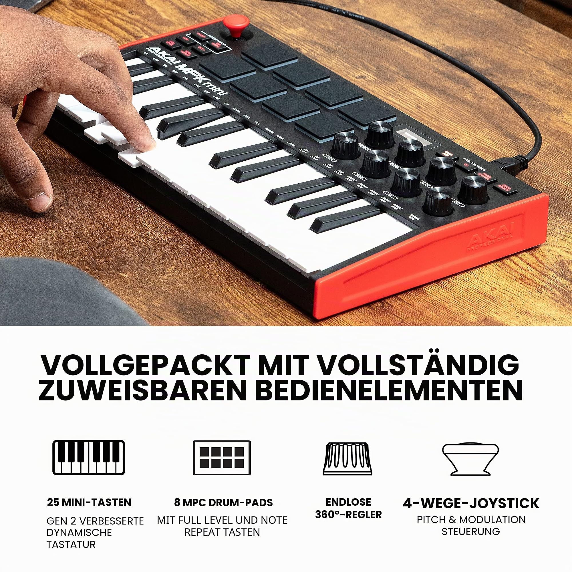AKAI Professional MPK Mini MK3 & M-Audio M-Track Solo – 25-Tasten USB MIDI Keyboard Controller, Drum Pads und USB Audio Interface für Aufnahmen