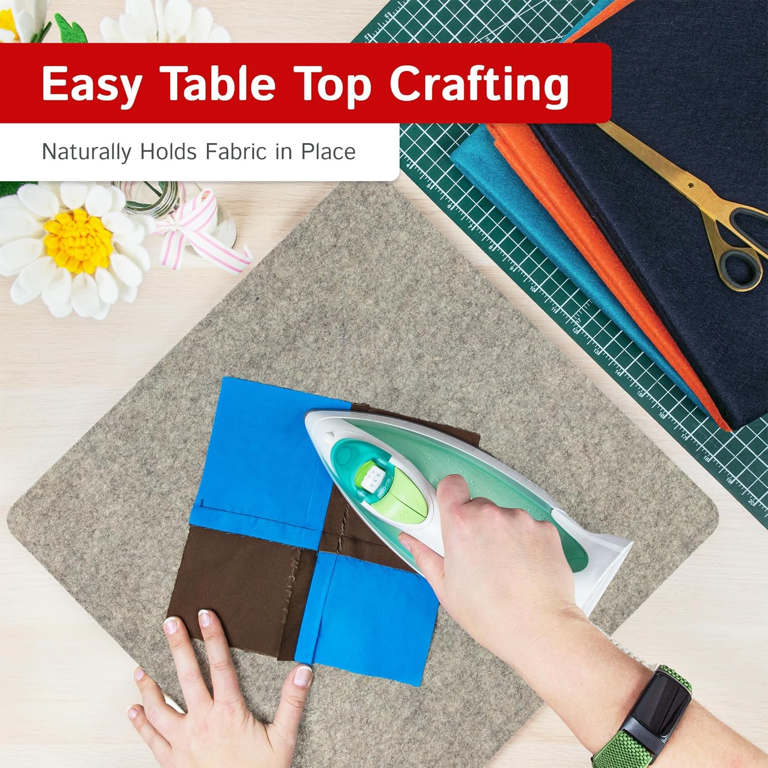 The Felt Store Wool Ironing Mat, Made with New Zealand Wool, Pressing Mat for Quilters, Double-Sided Heat Press Ironing Station, Quilting, Sewing Notions & Supplies, Portable Wool Ironing Pad