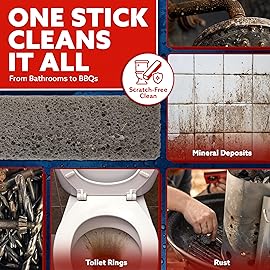 6-Pack PUMIE HDW Scouring Stick for Toilet Bowl Cleaning, Cleans Toilet Bowl Hard Water Rings, Buildups, Rust & Tough Stains, Perfect Pumice Stone for Cleaning Bathtub, Pools, Kitchens, Sinks & Grills