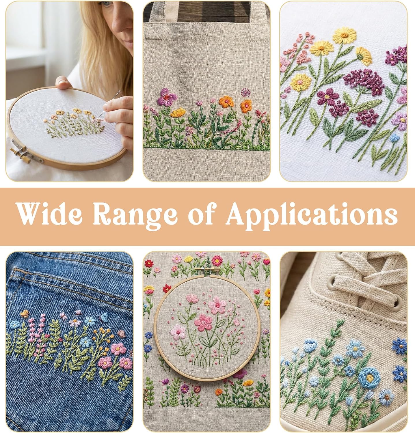 25PCS Embroidery Transfer Patterns, 2 Sheets Embroidery Patterns Water Soluble for Hand Sewing Needlework Beginners (11.7 * 8 Inch)