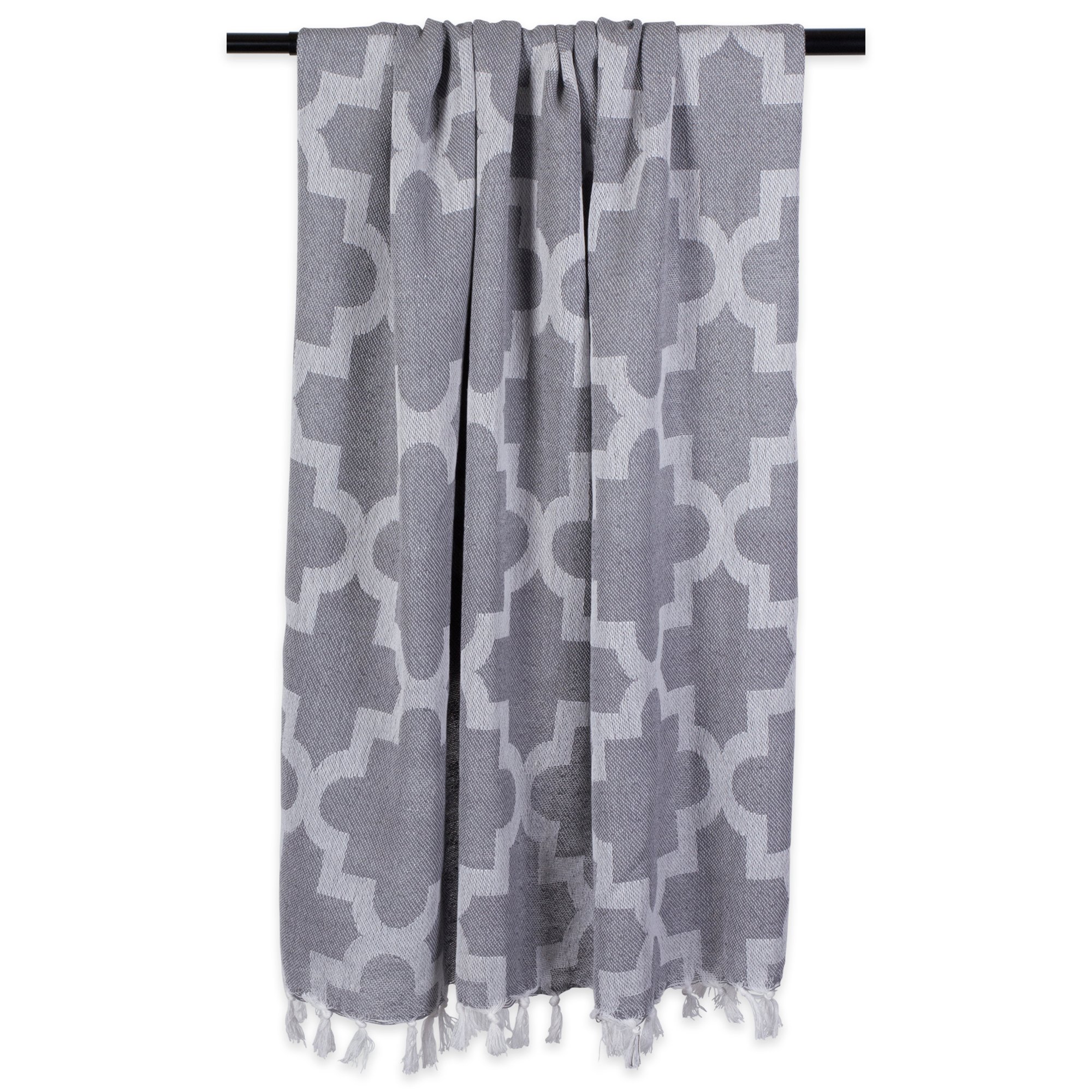 Manta moderna de algodón marroquí con flecos para sofá, silla, habitación de invitados, picnic, campamento, playa y uso diario, 50 x 60 pulgadas, color gris 3