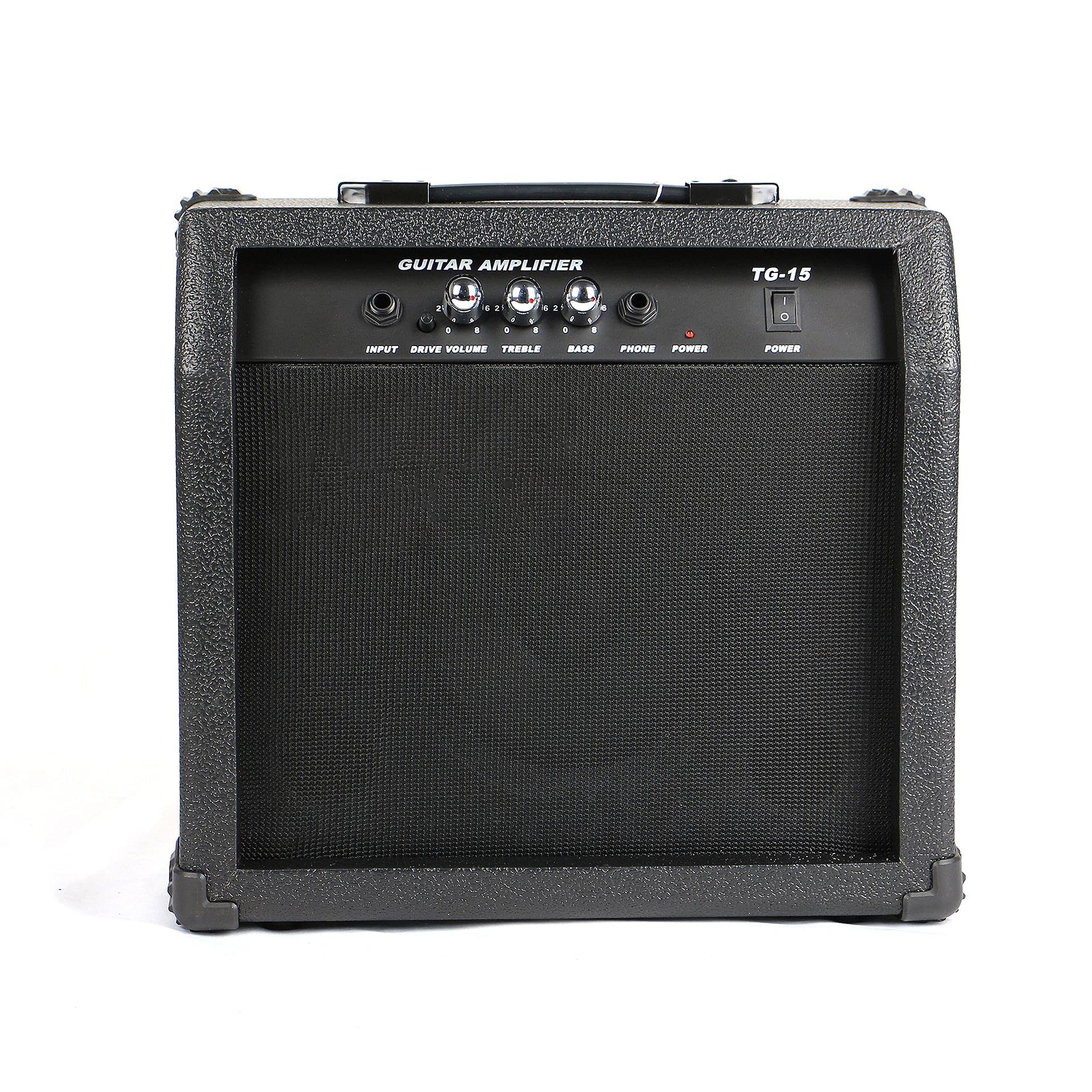 15 Watt Portable Desktop Electric Guitar Speaker Amplifier with Adjustable Channels Combo Amp Black with UK Adapter (15W Speaker)