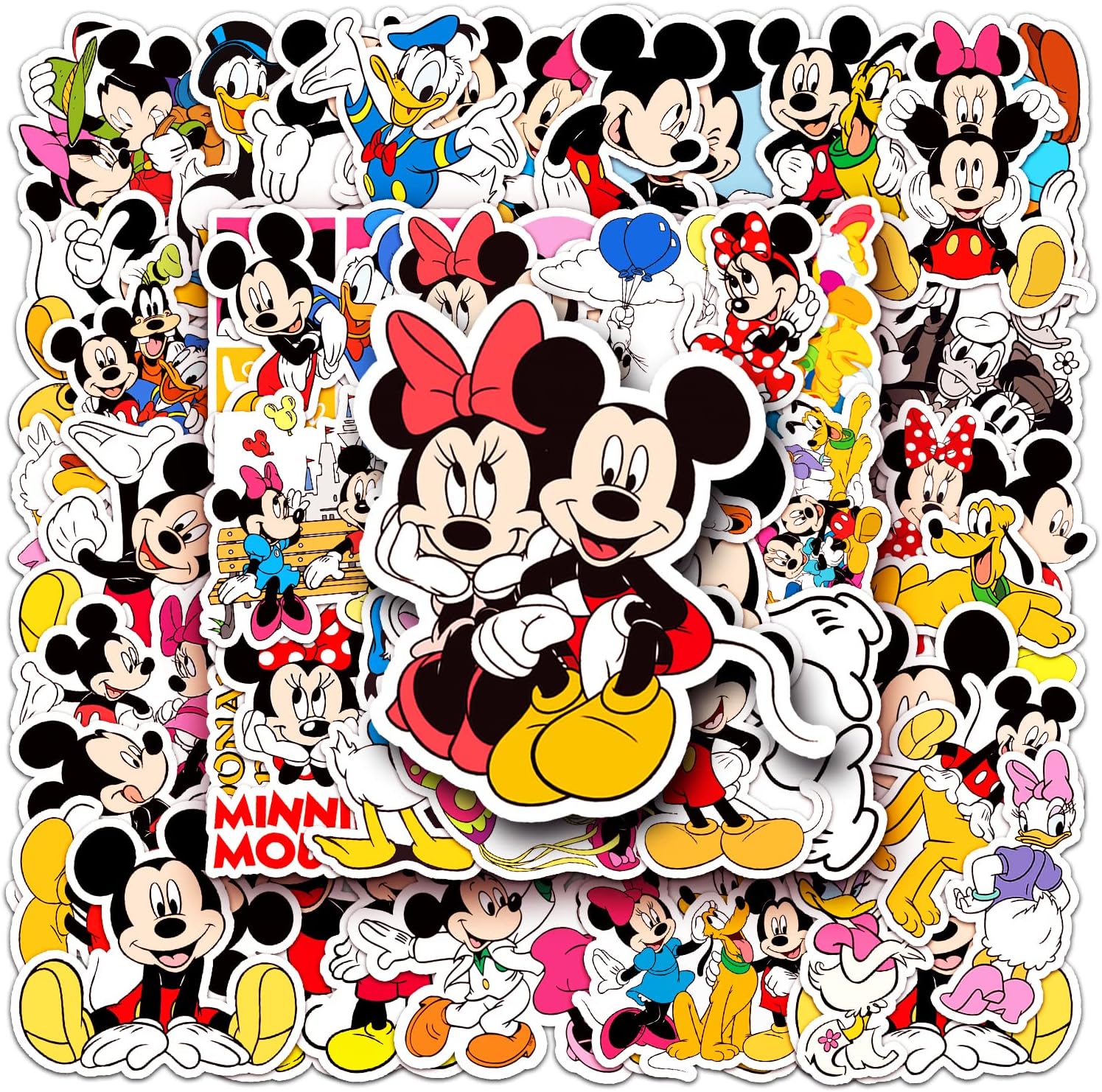 Mickey Mouse Stickers Waterproof Vinyl Stickers for Water Bottle Luggage Bike Car Decals Disney Mickey Minnie Stickers for Teens 50pcs