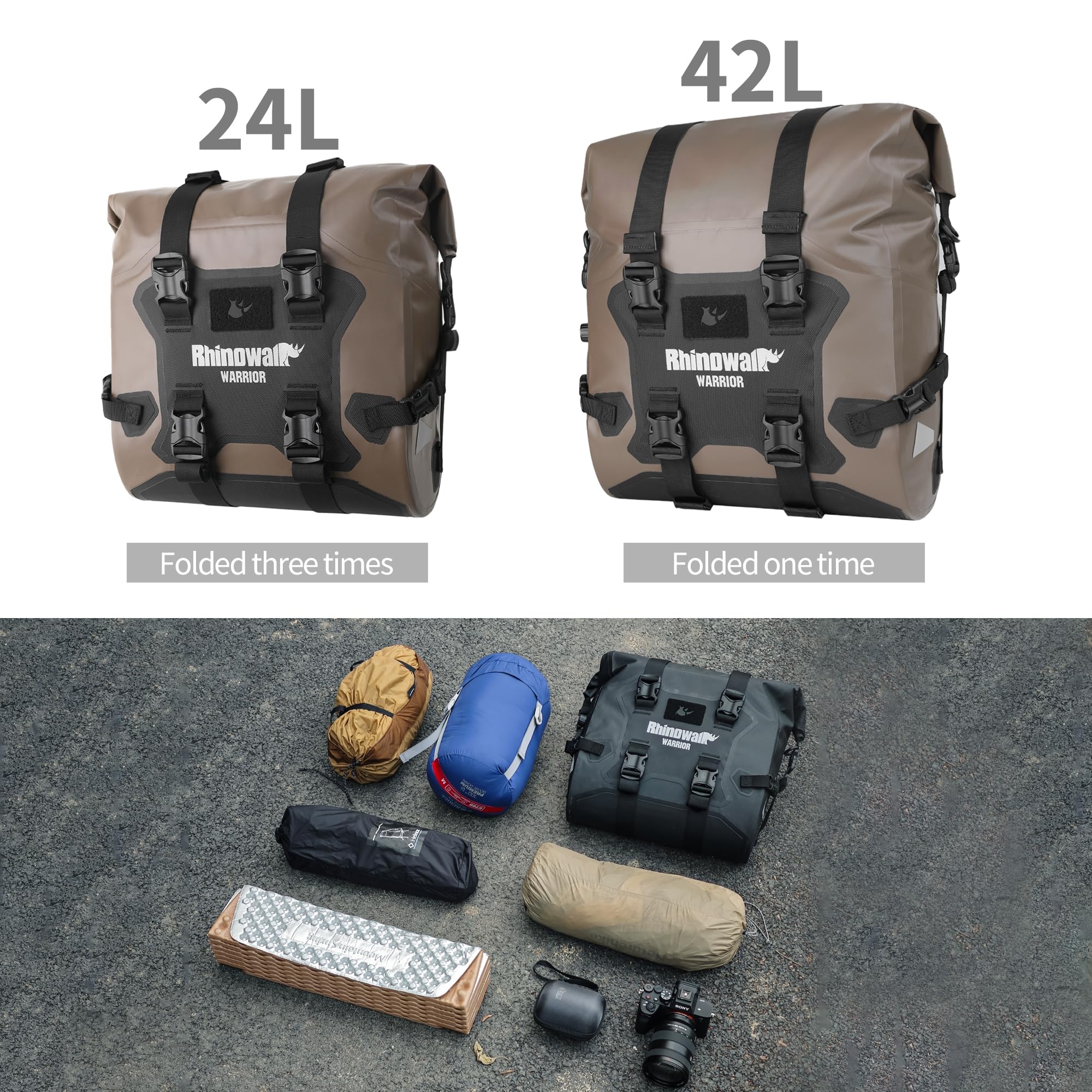 Rhinowalk Bolsa portaequipajes para moto, 24 – 42 L, impermeable, con motor