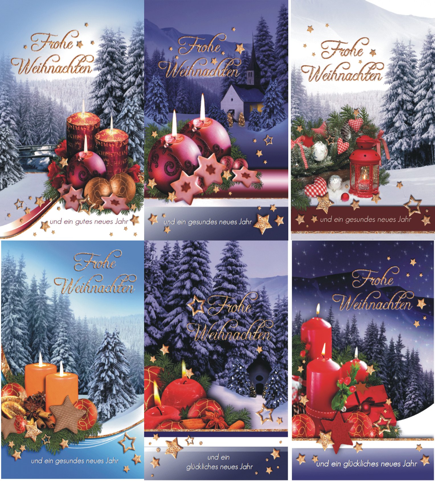 Weihnachtskarten 100 Stück mit Weihnachtsmotiven Glückwunschkarten Weihnachten 22-6650