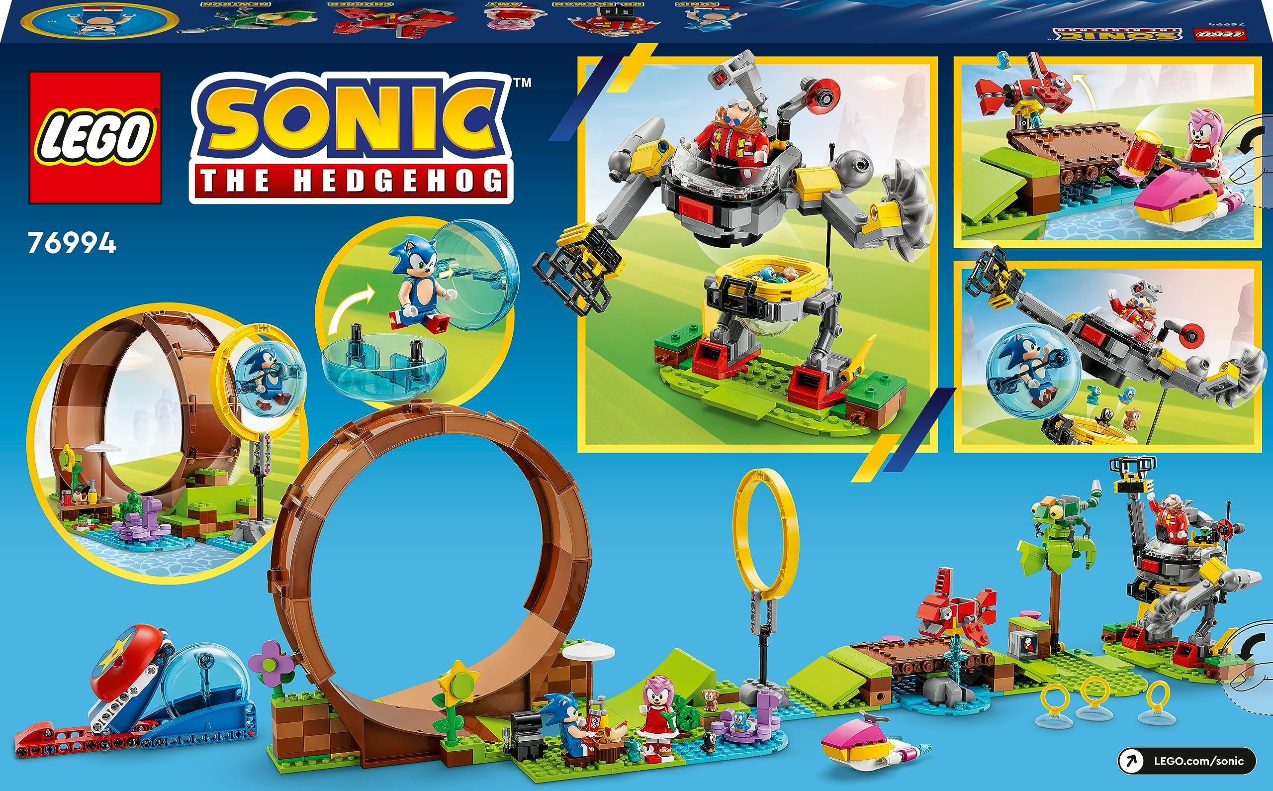 LEGO 76994 Sonic the Hedgehog Sonic — wyzwanie z pętlą w Green Hill, zestaw, gra do zbudowania dla dzieci, chłopców i dziewczynek, z 9 postaciami, w tym figurką Dr. Eggman i figurką Amy