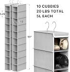 SimpleHouseware 10 Shelves Hanging Shoes Organizer Holder for Closet, 2 Pack, Grey
