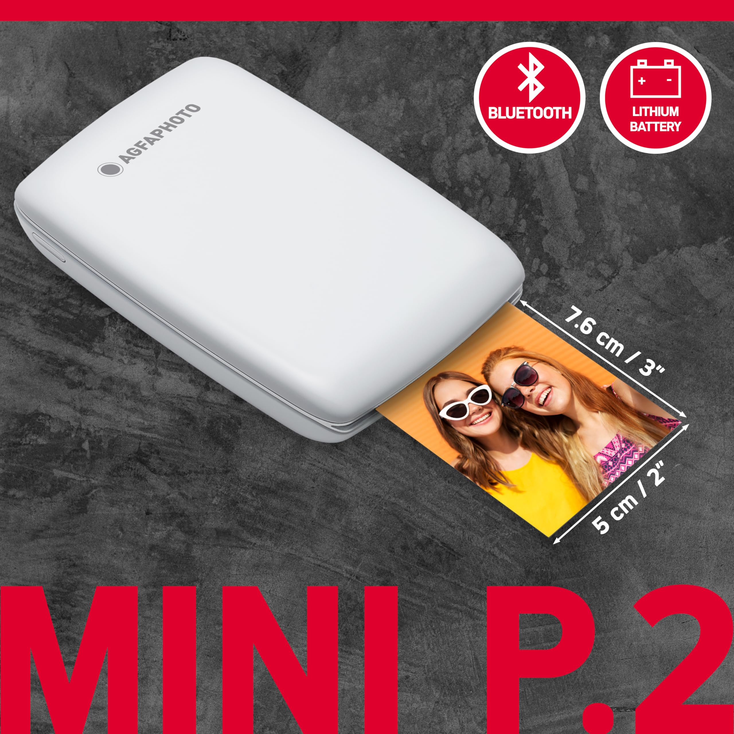Canon 5452C007 Zoemini 2Printing Kit fotoprinter incl 30 vellen zink fotopapier (20 stickers 5x7,6cm 10 cirkelstickers 3,3cm), mobiele directe print met smartphone/bluetooth, met accu, app, S,Wit
