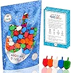 100-Pack Hanukkah Dreidels Multicolor Plastic Chanuka Draydels with English Transliteration, Includes Dreidel Game Instruction Cards