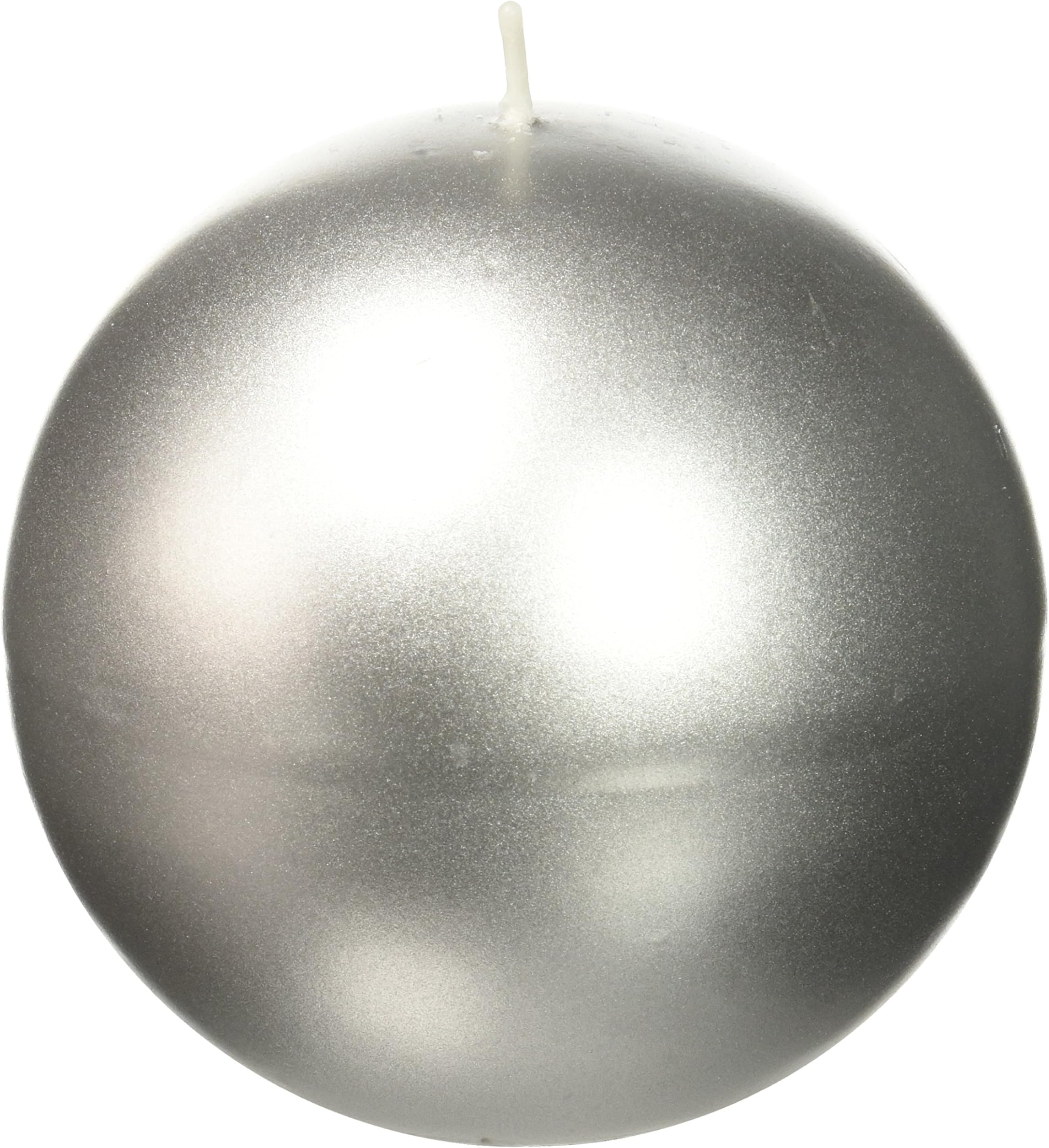 Zest Candle 2-Piece Ball Candles, 4-Inch, Metallic Silver
