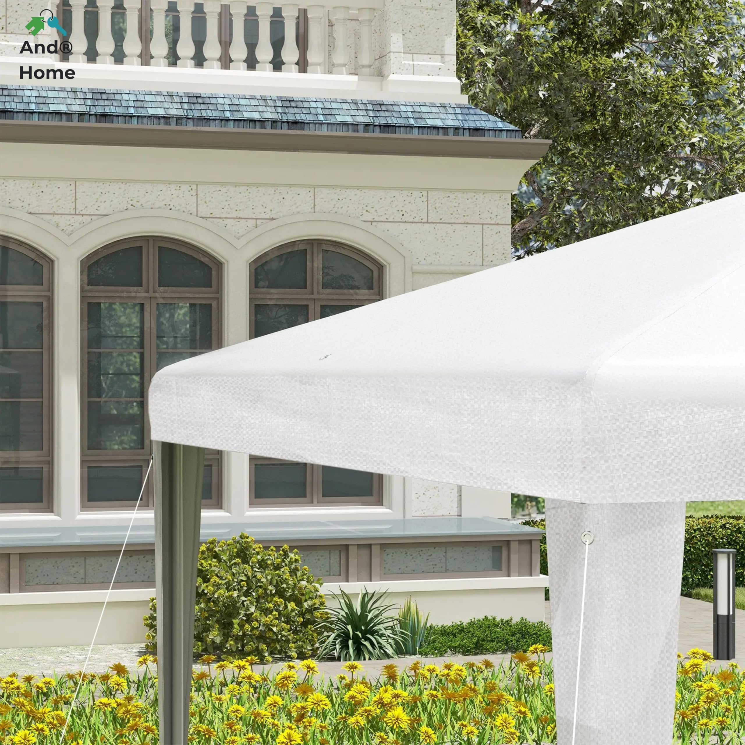 Gazebo 3x3 m BIANCO - MONTAGGIO FACILE - da Giardino con Copertura Anti-UV 100%, Gazebo 3x3 Pieghevole Impermeabile e Portatile, Ideale Per Feste, Barbecue, Mercatini e Eventi