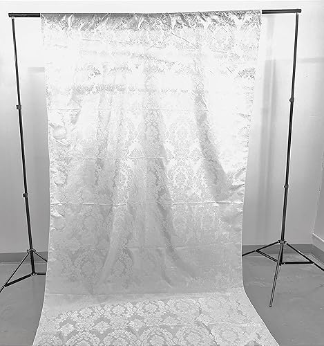 Miniatura 5 de New Creations Fabric & Foam Inc, panel de cortina de tafetán flocado de damasco, juego de 1, (negro sobre cobre, 5 pies de ancho x 10 pies de alto)