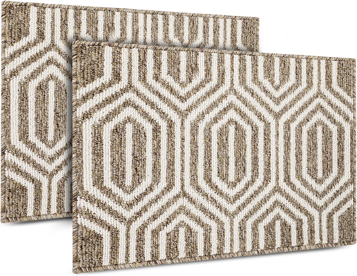 Emerson 2-Pack Indoor Doormats, 32" x 20" – Low Profile Front Door Mats – Welcome Outdoor Entrance Rugs – Machine Washable & Water Absorbent – Home Entryway Mats – Heavy Duty + Non-Slip (Brown)