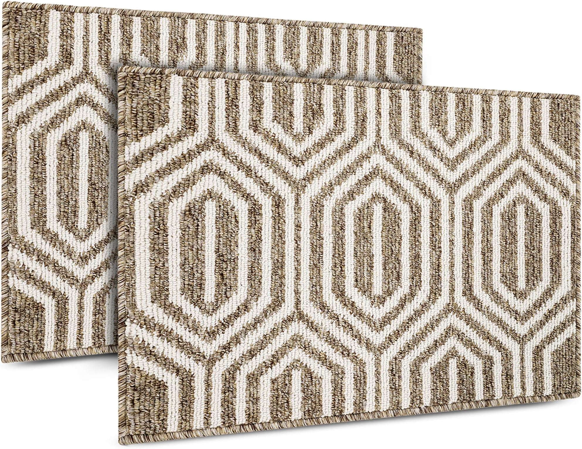 Emerson 2-Pack Indoor Doormats, 32" x 20" – Low Profile Front Door Mats – Welcome Outdoor Entrance Rugs – Machine Washable & Water Absorbent – Home Entryway Mats – Heavy Duty + Non-Slip (Brown)