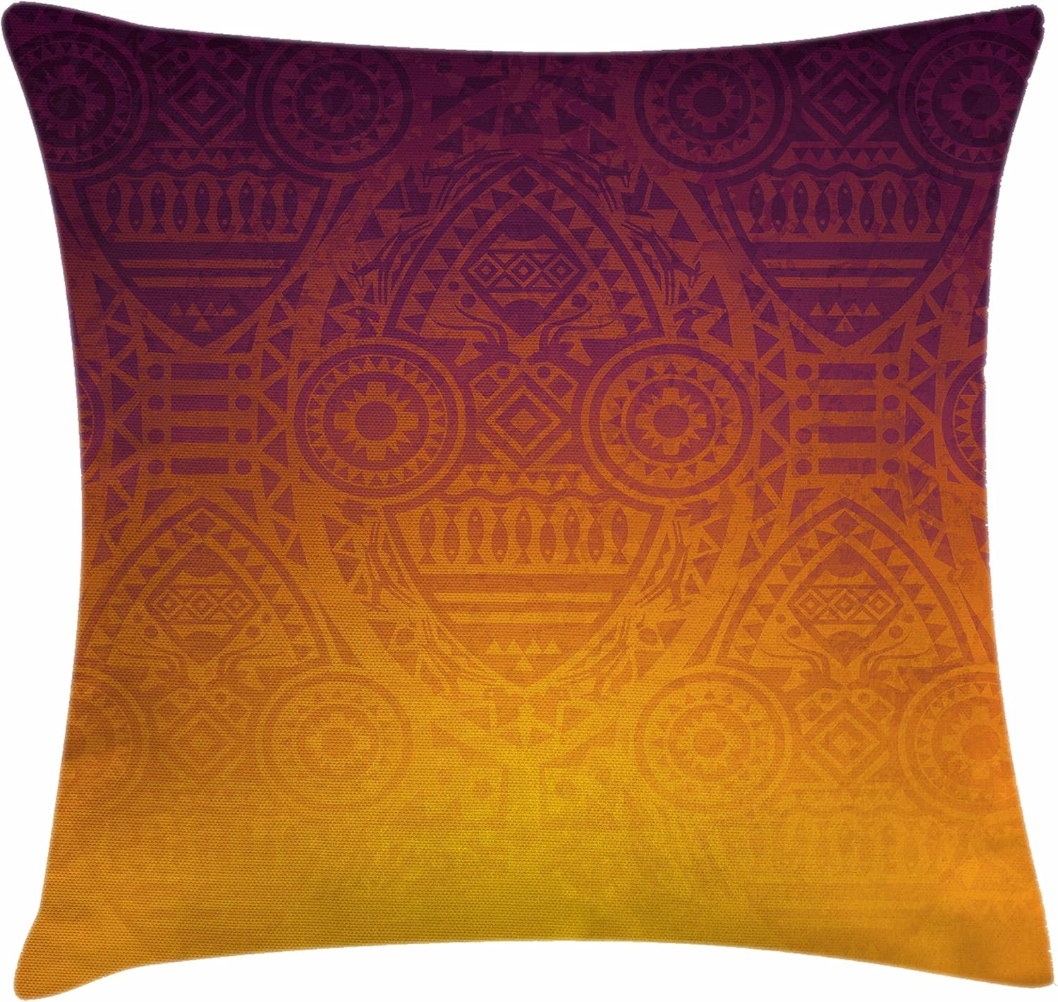 Lunarable Abstract Throw Pillow Cushion Cover, Retro Boho Native Circles Forming Rounds Motif, Decorative Square Accent Pillow Case, 36" X 36", Petrol Blue