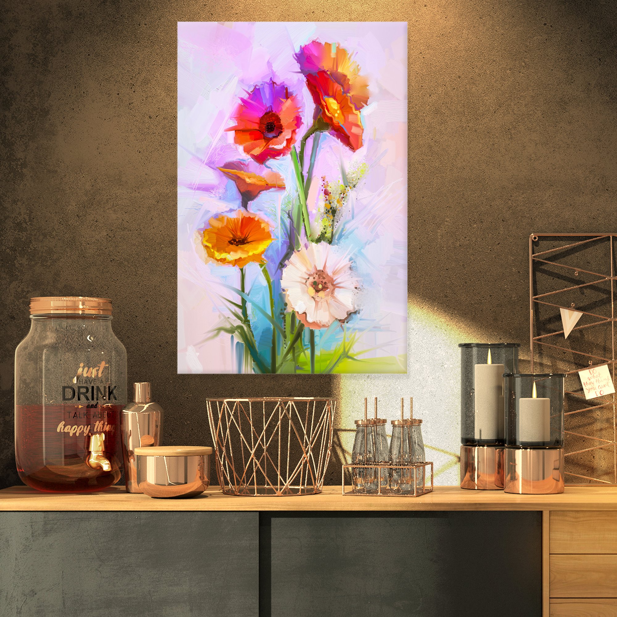 Amazon.com: Designart Bouquet of Red White Flowers Wall Art Canvas