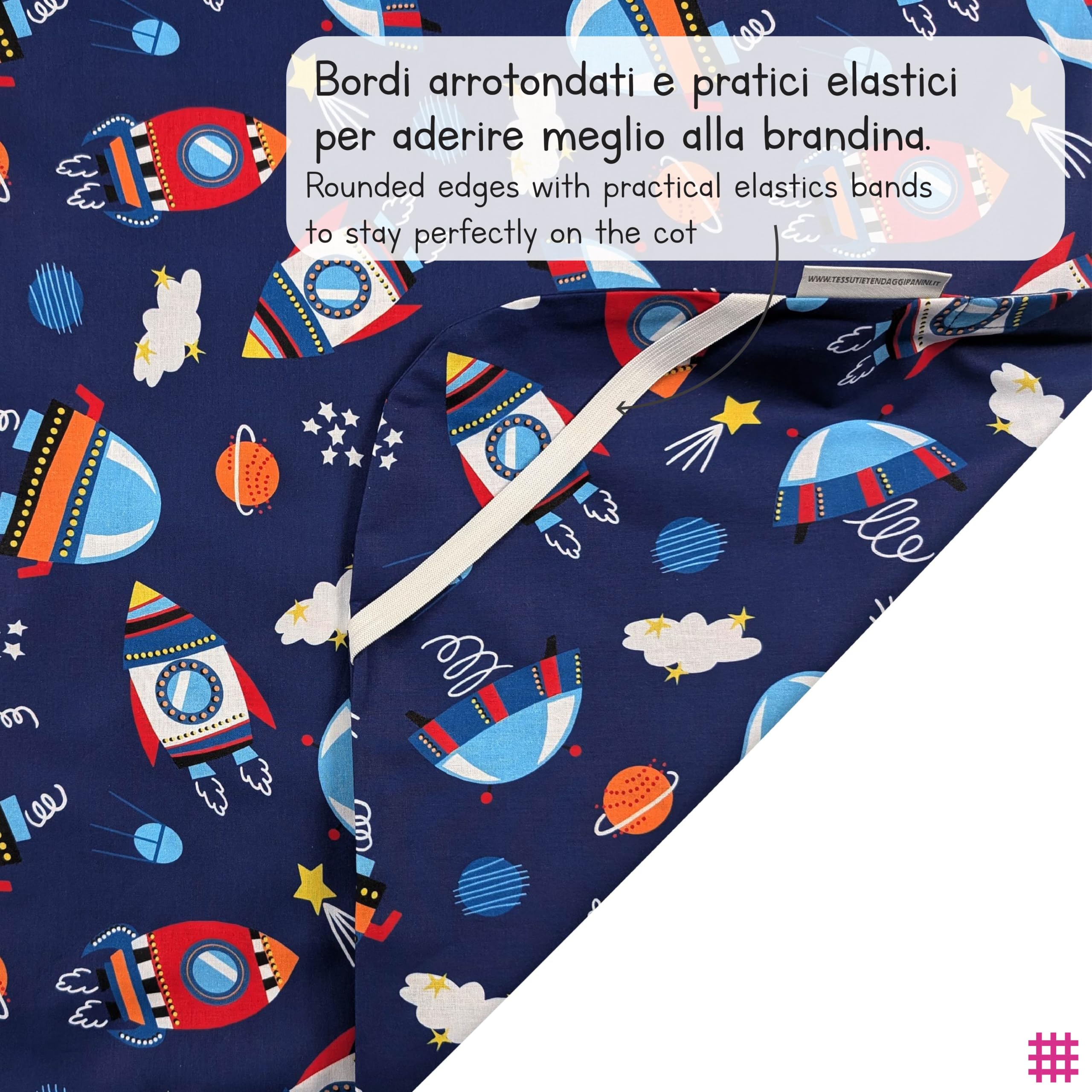 Set Asilo, Sacco nanna estivo e sacchetto per Bimbo e Bimba da 2 a 6 Anni - Tessuto 100% Cotone - Made in Italy (Set Asilo Astronavi)