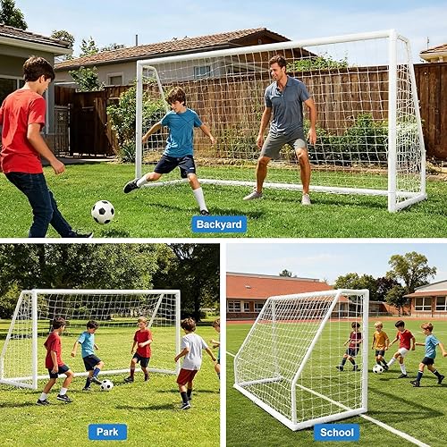 Miniatura 7 de MOPHOTO Portería de fútbol, 6x48x610x6.512x616x718.5x6.521x724x8 pies para patio trasero, portería de fútbol de tamaño completo para adolescentes y