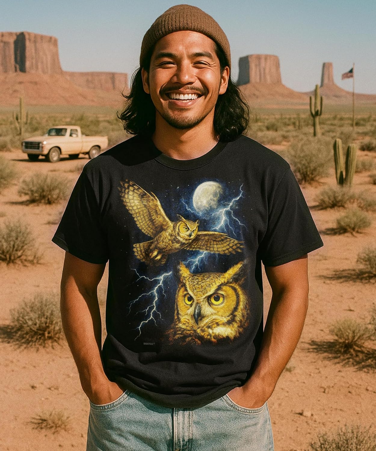 Moonlit Bird Artwork Premium Black T-Shirt for Men & Women