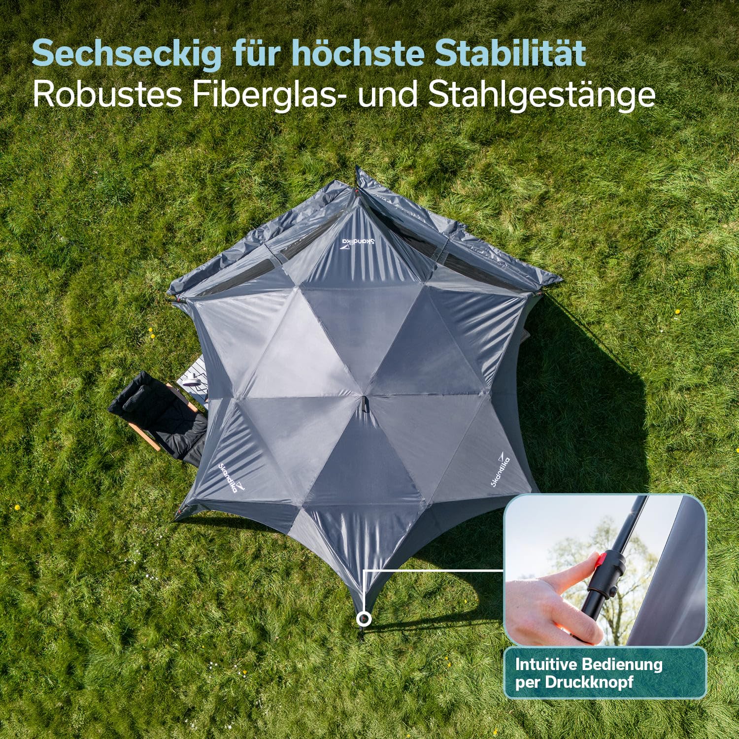 Skandika Pavillon Lundholm 462 Quick-Start | Outdoor Gartenpavillon, 2 Seitenwände, Quick-Up Gestänge, 230 cm Stehhöhe, Sonnenschutz UPF 80+, wetterfest | Partyzelt für Garten, Festival, Strand