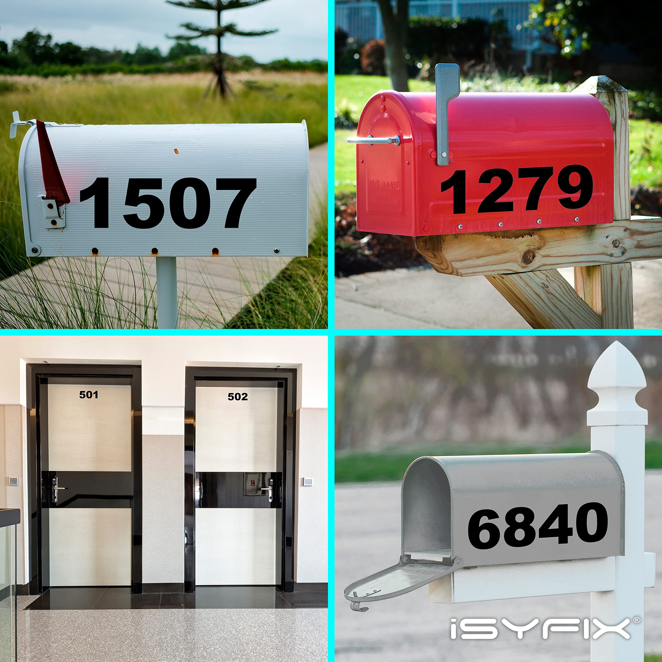 BINLINHONGO 80-Pack 3-Inch Black Vinyl Number Stickers – Self-Adhesive Waterproof Decals For Mailbox, Doors, Trucks & Outdoors – 8 Full Sets Of 0-9