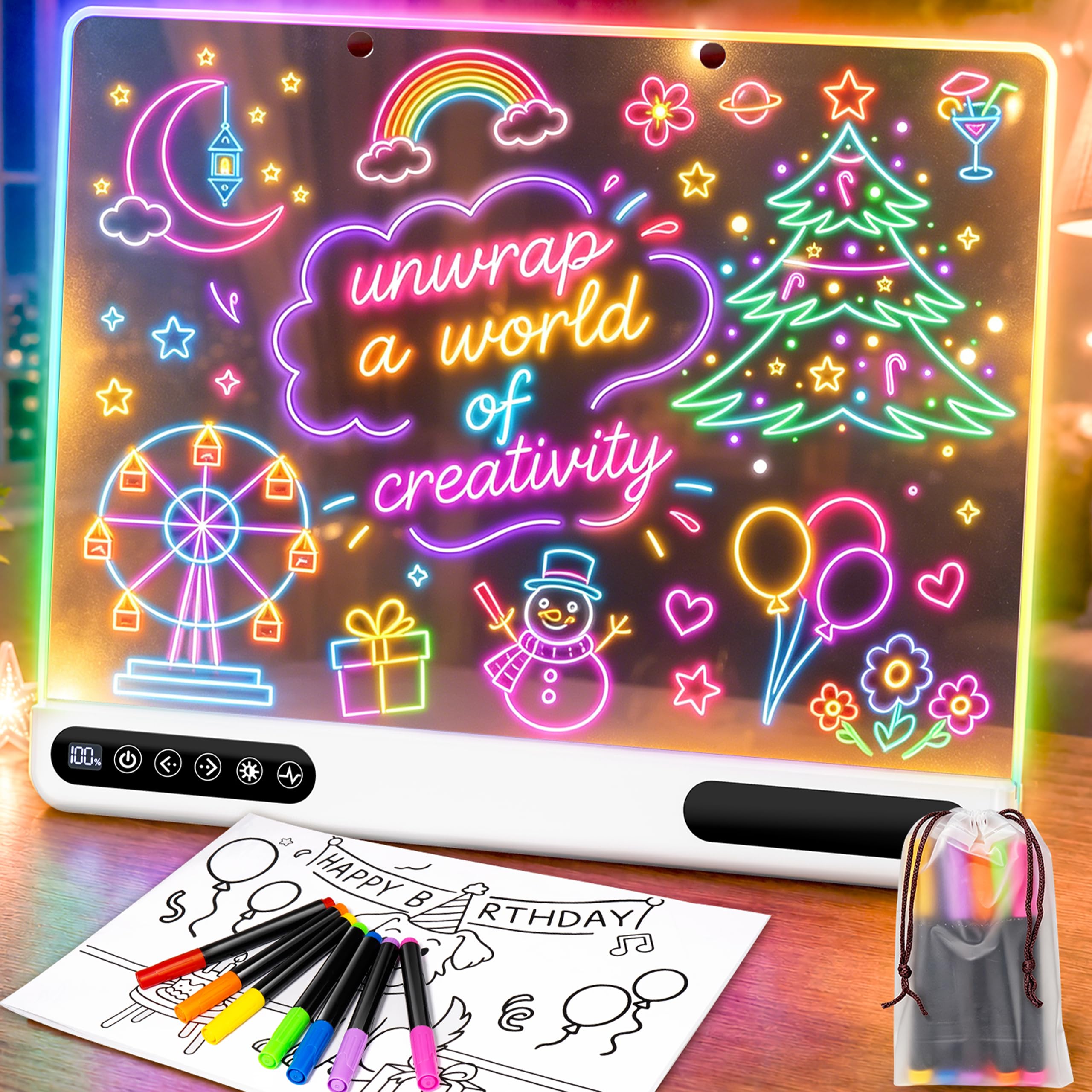 Light Up LED Drawing Board for Kids, Christmas Gift Idea, White