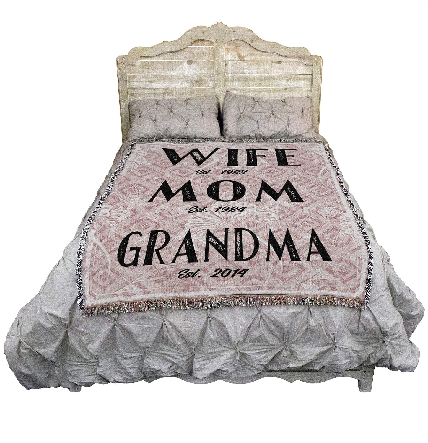 Pure Country Weavers Wife Mother Grandma Blanket Pink - Personalized - Custom Gift Tapestry Throw Woven from Cotton - Made in the USA (72x54)