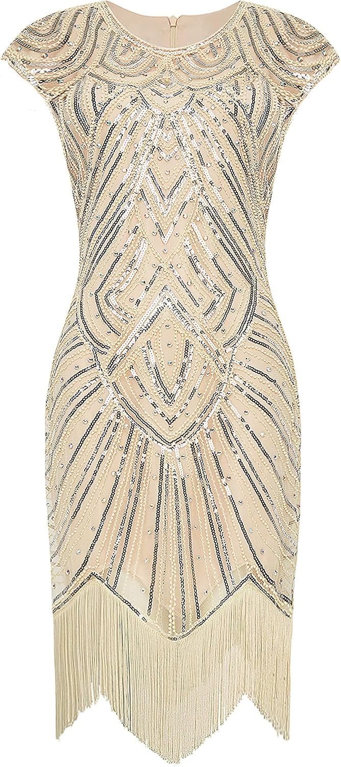 BABEYOND Women's Flapper Dresses 1920s Beaded Fringed Great Gatsby Dress - Image 7