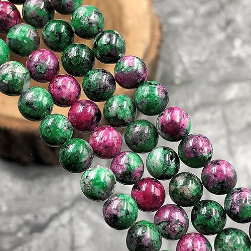 Miniatura 4 de Cuentas redondas de zoisita de rubí natural AAA de 0.315 pulgadas de largo, cuentas para hacer joyas, cuentas redondas de piedras preciosas, uso