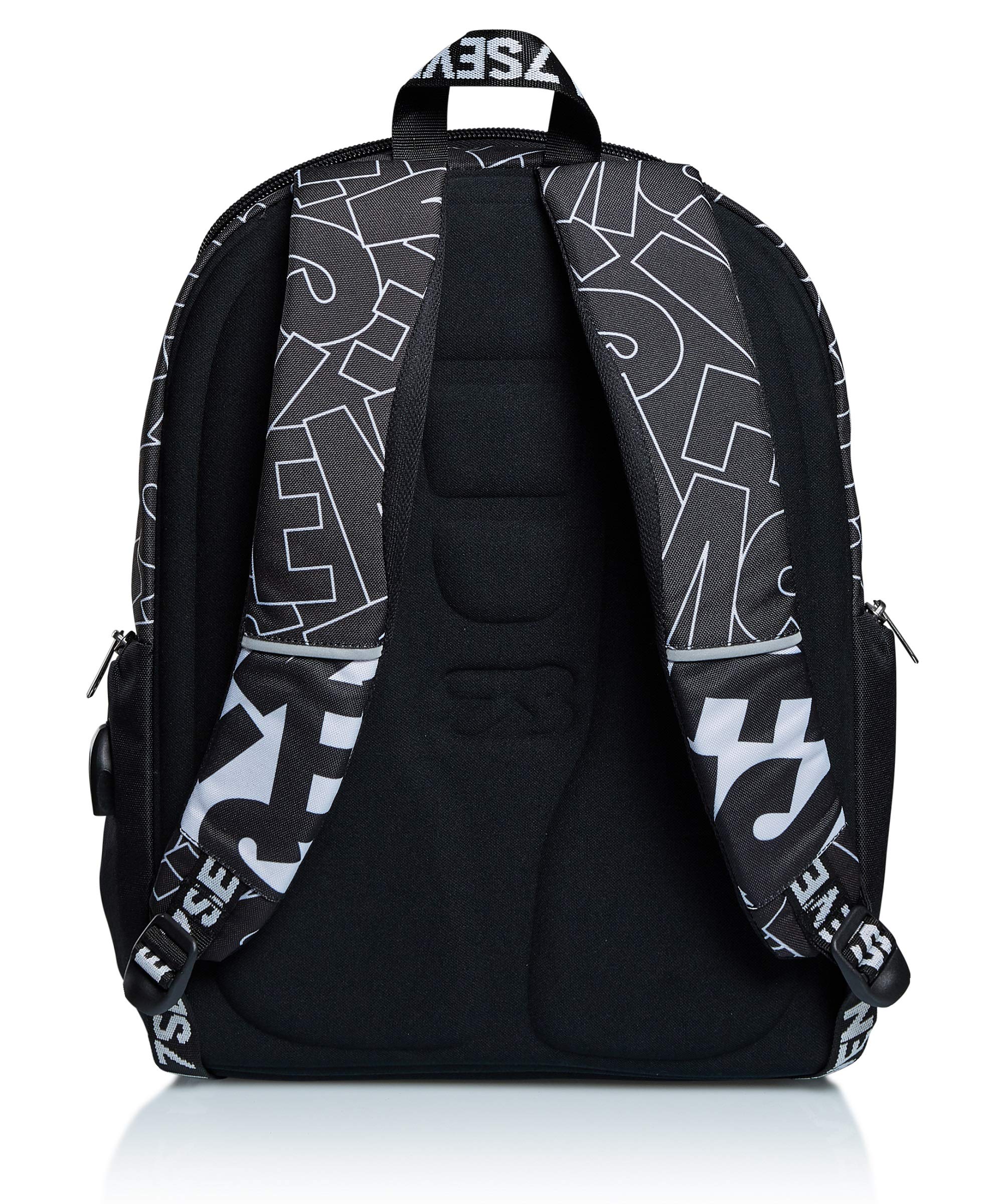 Seven Backpack, Advanced, ALPHA BEAT Knapsack Padded School Bag, Book Bag, One Size for Teen, Girls&Boys, Large Capacity, For School, Sport & Free Time, Laptop Sleeve, Italian Design, black,