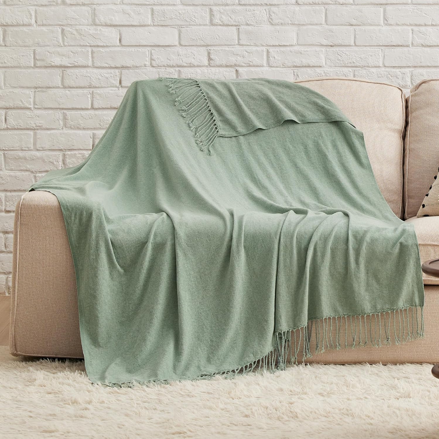 Amazon.com: Bedsure Throw Blanket for Couch – Light Green Versatile ...