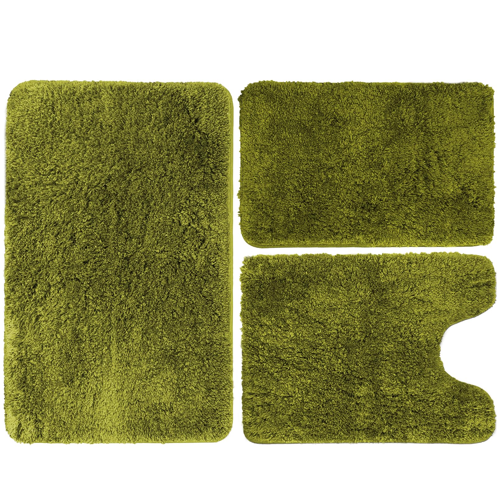 Bathroom Rugs,3 Piece Bathroom Rug Sets, Extra Soft Bath Rugs for Bathroom, Bath Carpet, Bathroom Runner Rugs with Toilet Mats, Absorbent Shaggy Rugs, Bathroom Sets for Tub, Showe,Sage Green