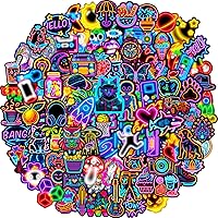 100 PCS Cool Neon Water Bottle Stickers - Waterproof Vinyl Cute Decals for Laptops, Tumblers, Hydro Flasks, Kids Rewards & Skateboards
