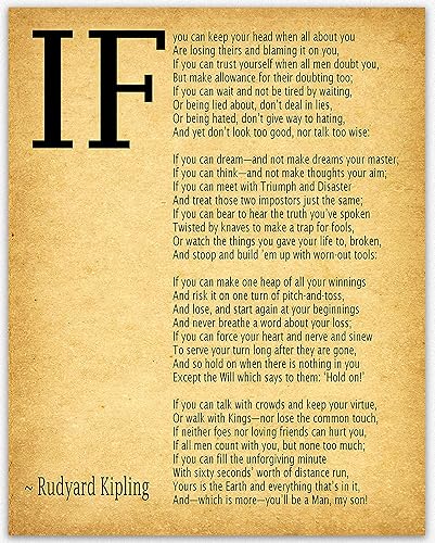 Impresión artística de poema IF Poema de Rudyard Kipling - Póster de "If Poem" (If you can If you can If by Kipling Poema), diseño de poema (5 x 7,