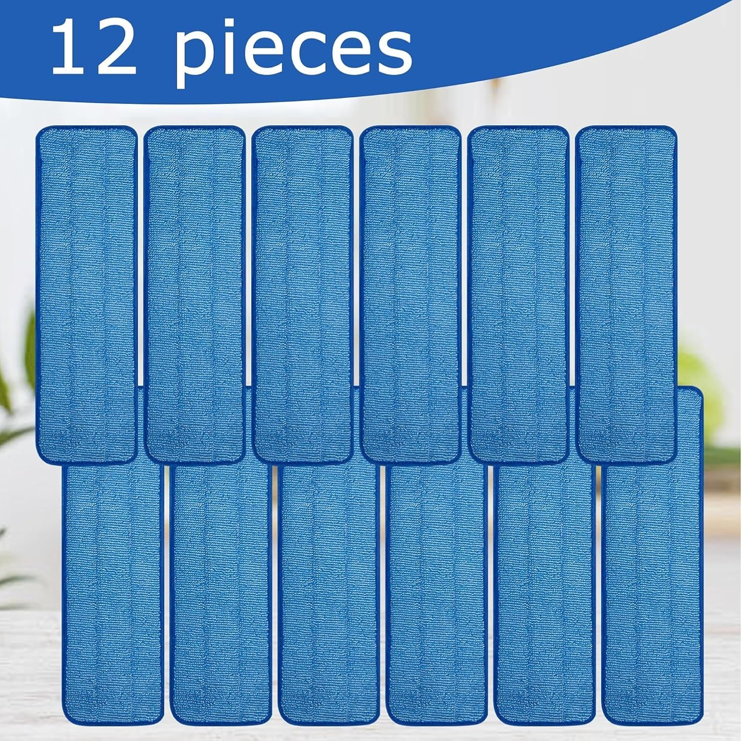 12 Pack of 18 inch Microfiber Mop Pad Universal for Commercial/Industrial/Professional use. Fits 16-18 Inch Heads Heavy Duty Wet & Dry Cleaning Reusable Mop Refills Fit for Most Flat Mops