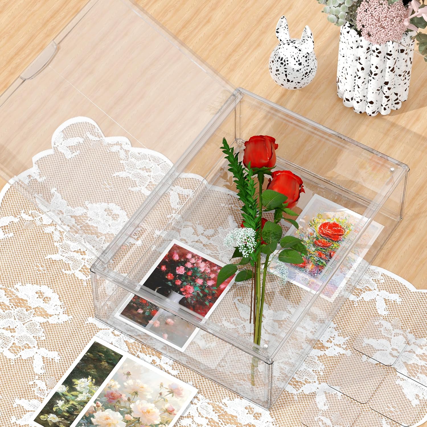 BOHOIDEE 11 x 15 Shadow Box Frame Display Case with Magnetic Door, Clear Acrylic Shadow Memory Box Frame for Flower Baby Pet Wedding Photo(1, Large-Clear)