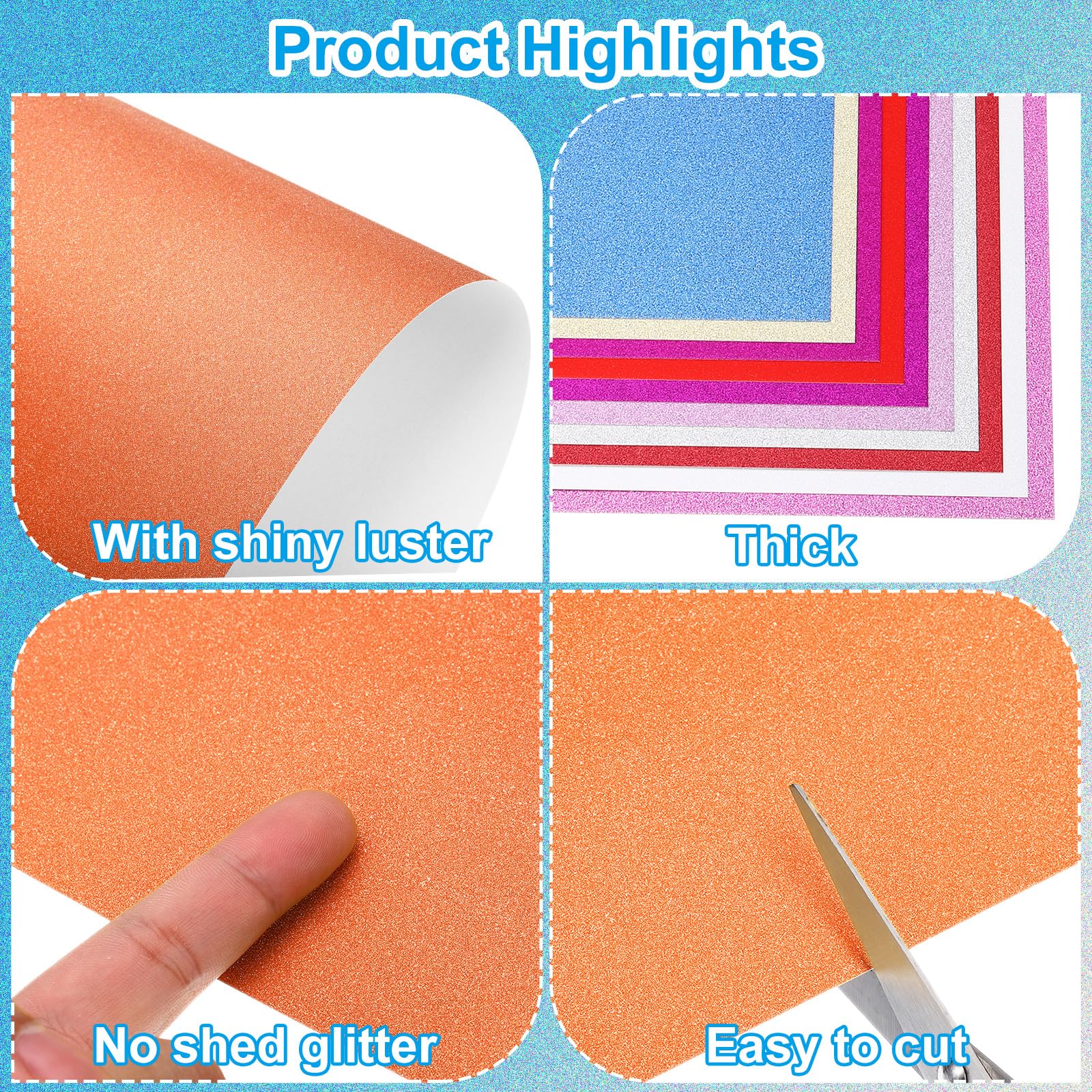PATIKIL 40Sheets Orange Glitter Cardstock Paper, 12 x 12 in 250gsm Square Premium Sparkly Paper Craft Cardstock Paper for Scrapbook Card Making DIY Art Projects Wedding Party - Image 3