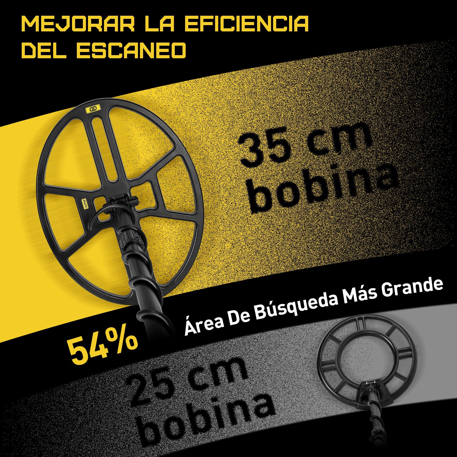Hazlewolke Detector de Metales con Bobina de Búsqueda de 14'' Grande Doble D Impermeable,4 Modos,Alta Sensibilidad y Localización,Detector de Metales Profesional con Pantalla LCD Retroiluminada - DD90
