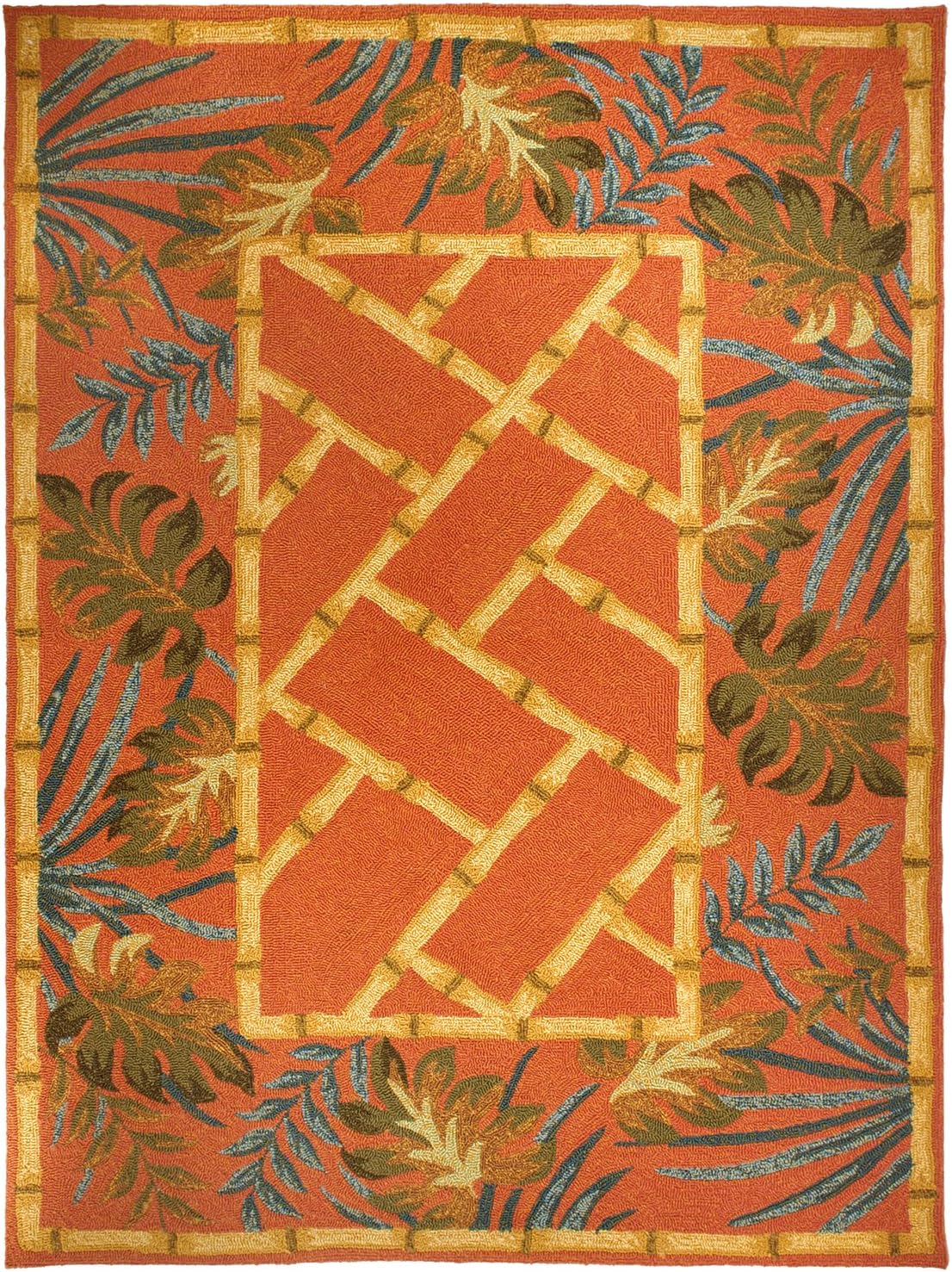 Homefires Rugs Homefires Tropical Palms & Bamboo Polypropylene Hooked Indoor Outdoor ...