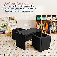 Vista 3 de ECR4Kids Tri-Me - Juego de mesa y sillas cubo, muebles multiusos, color negro, 3 piezas
