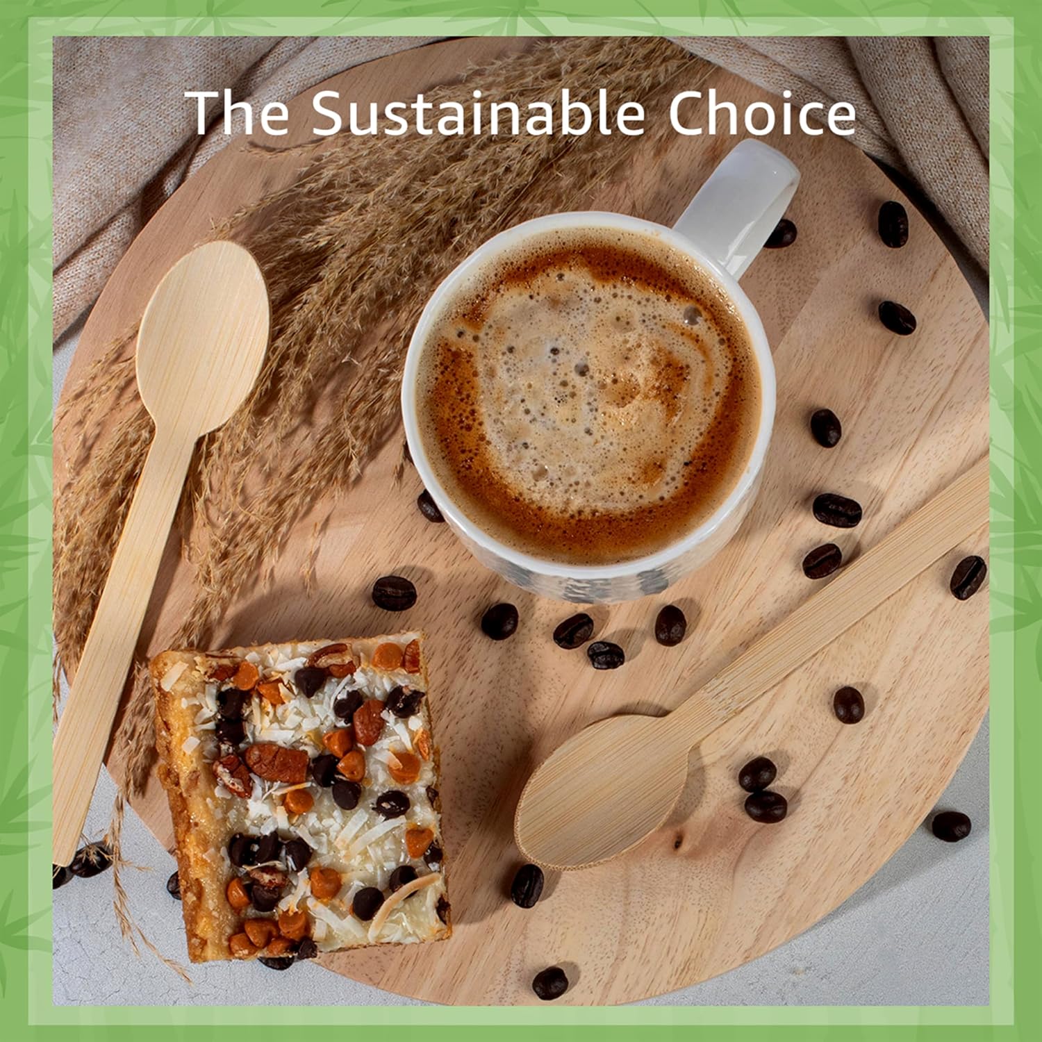 100% Bamboo Spoons Set - Eco Friendly Cutlery (500 Biodegradable Spoons) | Reusable or Disposable Bamboo Utensils | Compostable FSC Certified Silverware for Weddings, Camping, Parties