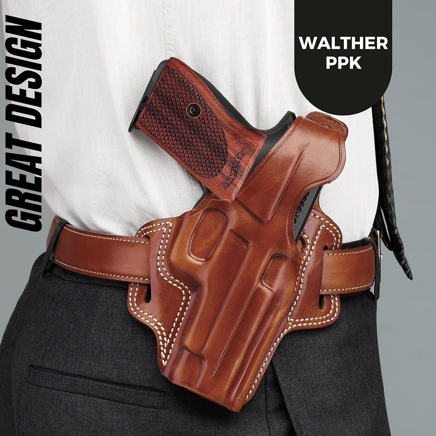 Compatible with Walther PPK Replacement Gun Handgun Pistol Rubber Textured Non-Slip Ergonomic Custom Does not fit PPKS Model