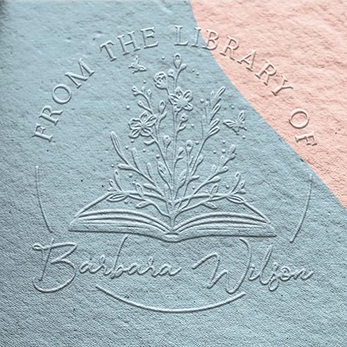 Grabador de libros personalizado de The Library of | Sello Ex Libris | Sello floral para libros personalizados | Personaliza tu nombre y diseño |